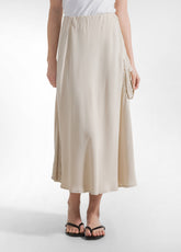 SATIN SLIT SKIRT - BEIGE - BEIGE | DEHA