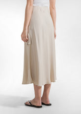SATIN SLIT SKIRT - BEIGE - BEIGE | DEHA