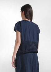 GIACCA SMANICATA IN POPELINE E RASO BLU - BLUE NIGHT | DEHA