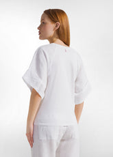 T-SHIRT AMPIA CON MANICHE IN LINO BIANCO - WHITE | DEHA