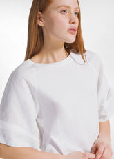 T-SHIRT AMPIA CON MANICHE IN LINO BIANCO - WHITE | DEHA
