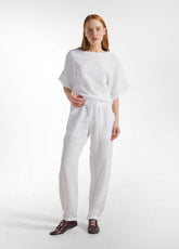 LINEN SLEEVES WIDE T-SHIRT - WHITE - T-shirts - Outlet | DEHA