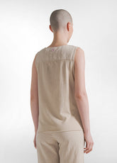 TOP IN LINO E COTONE CON CINTURA BEIGE - BEIGE | DEHA