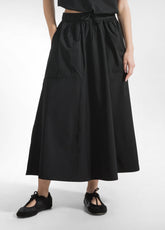 TECH NYLON LOGO TRIM SKIRT - BLACK - BLACK | DEHA