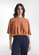 BALLOON MARBLED EFFECT T-SHIRT - BROWN - AMBER BROWN | DEHA