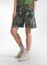 BERMUDA IN POPELINE STAMPATO VERDE - SAGE GREEN | DEHA