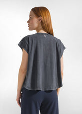 MARBLED GRAPHIC V-NECK T-SHIRT - BLACK - BLACK | DEHA