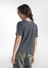 T-SHIRT MARMORIZZATA CON GRAFICA NERO - BLACK | DEHA