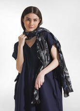 ALLOVER MUSLIN SCARF - BLACK - BLACK | DEHA