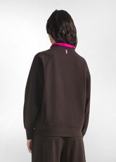 SWEATSHIRT MIT RUNDHALSAUSSCHNITT IN MILANO-STICH BRAUN - DARK BROWN | DEHA