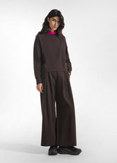 SWEATSHIRT MIT RUNDHALSAUSSCHNITT IN MILANO-STICH BRAUN - DARK BROWN | DEHA