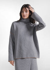 ZWEIFARBIGER PULLOVER MIT STEHKRAGEN GRAU - SILVER GREY | DEHA