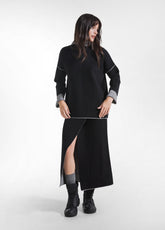 BLACK TWO-TONE WRAP SKIRT - Dresses, skirts, and suits - Outlet | DEHA