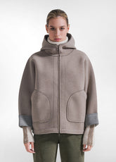 GIACCONE BICOLORE IN SCUBA CON ZIP GRIGIO - TAUPE | DEHA