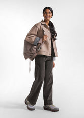 ZWEIFARBIGE SCUBA-JACKE MIT BRAUNEN KNÖPFEN - CAMEL BROWN | DEHA