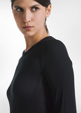 CREW NECK LONG SLEEVE RIBBED CASHMERE BLEND T-SHIRT BLACK - T-shirts - Outlet | DEHA