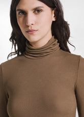 BROWN CASHMERE BLEND LONG SLEEVE T-SHIRT WITH TURTLENECK - T-shirts - Outlet | DEHA