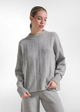 MAGLIA IN LANA GIROCOLLO IN LUREX GRIGIO - GREY MELANGE | DEHA