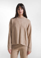 MAGLIA IN LANA GIROCOLLO IN LUREX BEIGE - Outlet | DEHA
