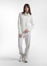 MAGLIA IN LANA A COLLO ALTO IN LUREX BIANCO - MILK WHITE | DEHA