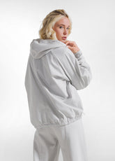 FELPA DI COTONE-POPELINE CON ZIP CAPPUCCIO GRIGIO - ICE GREY | DEHA