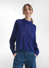 BLUE TURTLENECK ALPACA WOOL BLEND SWEATER - Outlet | DEHA