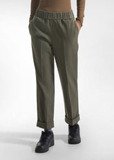 PANTALONE DRITTO CON RISVOLTO VERDE - CAMO GREEN | DEHA