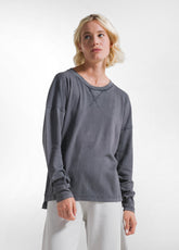 BLACK COTTON FADE EFFECT LONG SLEEVE T-SHIRT - T-shirts - Outlet | DEHA