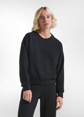 SCHWARZES SWEATSHIRT AUS JACQUARD MIT FISCHGRÄTENMUSTER UND RUNDHALSAUSSCHNITT - Strickwaren - Outlet | DEHA