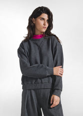 FELPA GIROCOLLO IN JACQUARD SPINA DI PESCE GRIGIO | DEHA