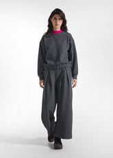 PANTALONE AMPIO IN JACQUARD SPINA DI PESCE GRIGIO | DEHA
