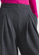 GREY HERRINGBONE JACQUARD WIDE TROUSERS - HERRINGBONE GREY | DEHA
