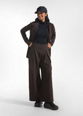 PANTALONE AMPIO IN JACQUARD SPINA DI PESCE MARRONE | DEHA