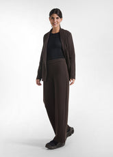 PANTALONE PALAZZO IN JACQUARD SPINA DI PESCE MARRONE - Pantaloni - Outlet | DEHA
