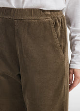 PANTALONE IN VELLUTO STRETCH MARRONE - KAKI BROWN | DEHA