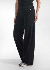 Wide Stretch Jersey Solid Color Pants With Straigh - BLACK | DEHA