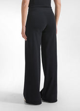 Wide Stretch Jersey Solid Color Pants With Straigh - BLACK | DEHA