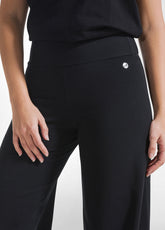 Wide Stretch Jersey Solid Color Pants With Straigh - BLACK | DEHA