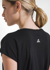 Yoga T-Shirt Mit Knoten Vorne - Schwarz - BLACK | DEHA