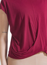 Yoga T-Shirt Mit Knoten Vorne - Rot - CHERRY RED | DEHA