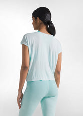 Yoga T-Shirt Mit Knoten Vorne - Blau - AQUA BLUE | DEHA