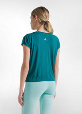 Yoga T-Shirt With Front Knot - Green - PEACOCK GREEN | DEHA