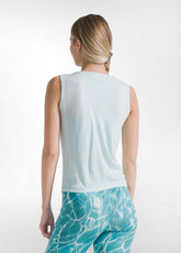 CANOTTA YOGA CON NODO FRONTALE BLU - AQUA BLUE | DEHA