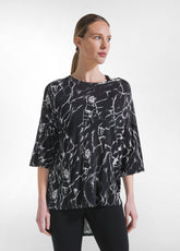 T-SHIRT OVERSIZE ALLOVER IN VISCOSA NERO - BLACK | DEHA