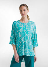 T-SHIRT OVERSIZE ALLOVER IN VISCOSA BLU - Activewear | DEHA