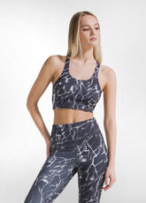 SET TOP SPORTIVO E LEGGINGS 7/8 ALLOVER IN MICROFIBRA NERO - | DEHA