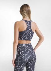 SET TOP SPORTIVO E LEGGINGS 7/8 ALLOVER IN MICROFIBRA NERO - | DEHA