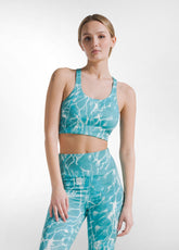 SET TOP SPORTIVO E LEGGINGS 7/8 ALLOVER IN MICROFIBRA BLU - | DEHA