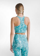 SET TOP SPORTIVO E LEGGINGS 7/8 ALLOVER IN MICROFIBRA BLU - | DEHA