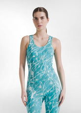 MICROFIBER TANK TOP AND LEGGINGS SET WITH BLUE ALLOVER PRINT - | DEHA